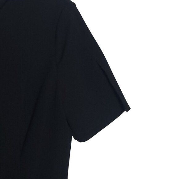 Donna Morgan Dress Black Crew Neck Short Sleeve Fit Flare Midi Women's Size 6 - Picture 7 of 7